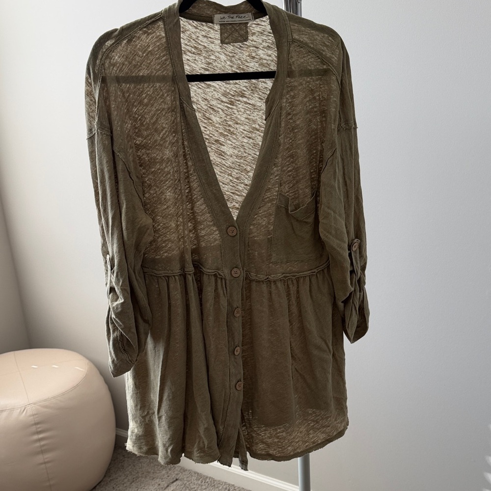 We The Free Olive Knit Top